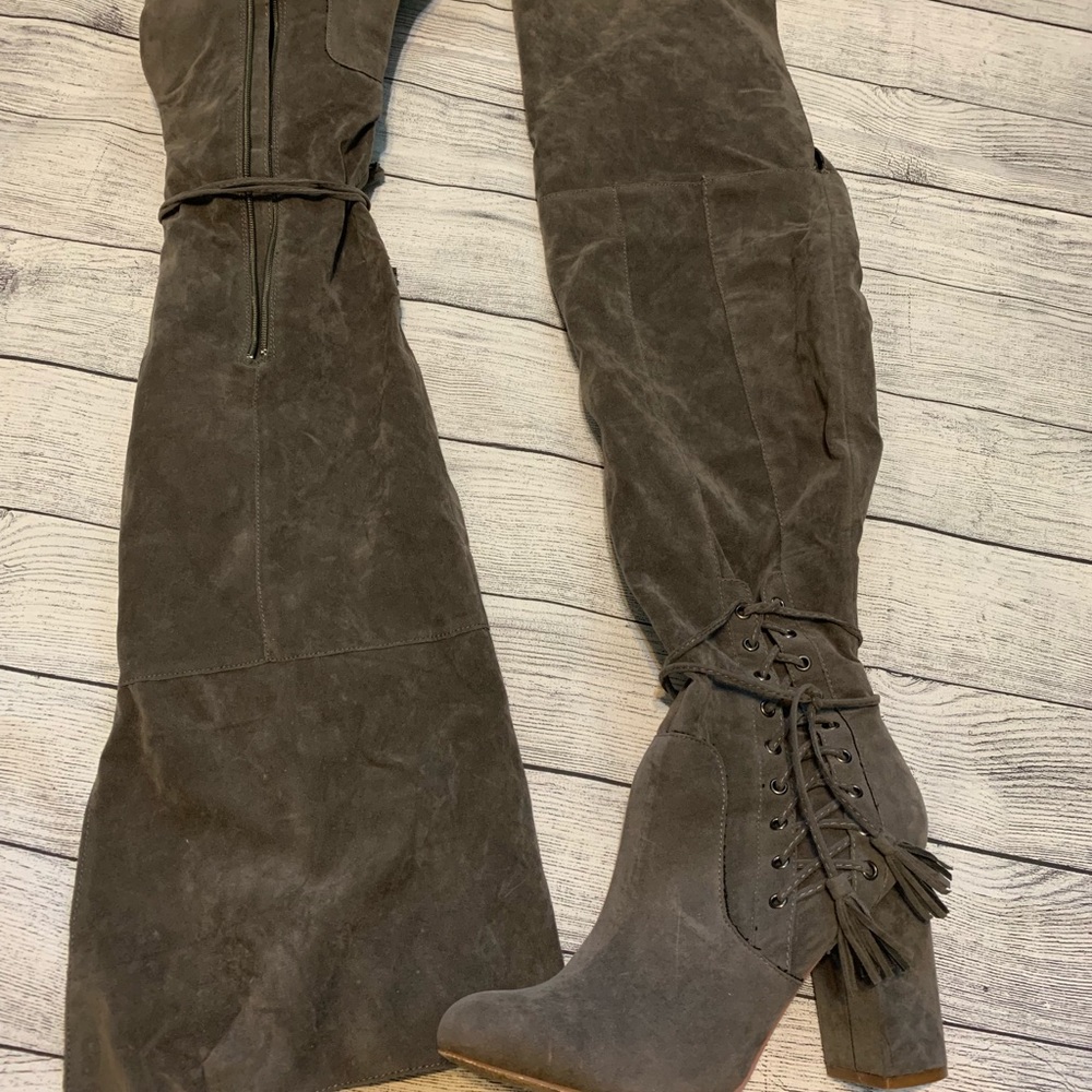 JustFab Over the Knee Tie Up Boot.